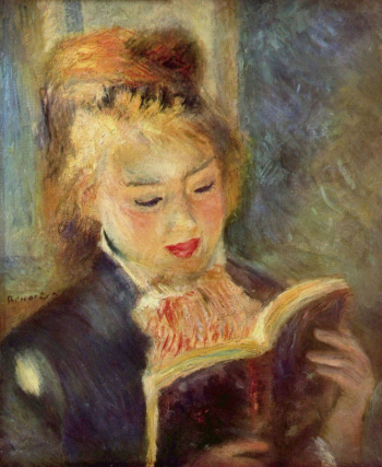 dipinto olio su tela La liseuse o La lettrice del pittore francese Pierre-Auguste Renoir 1866